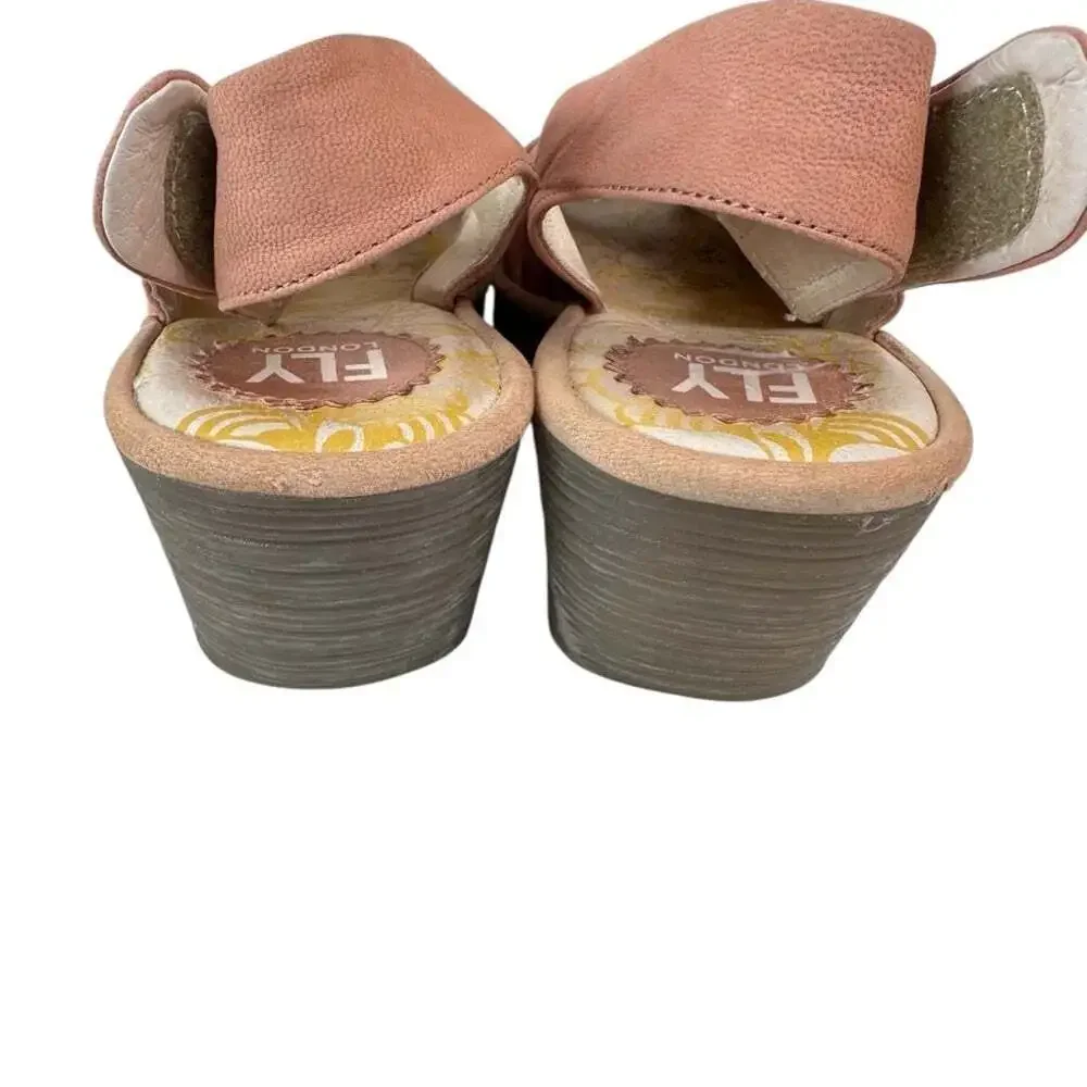 Fly London Womens Yakin Slingback Wedge Sandals Leather Platform EU 41